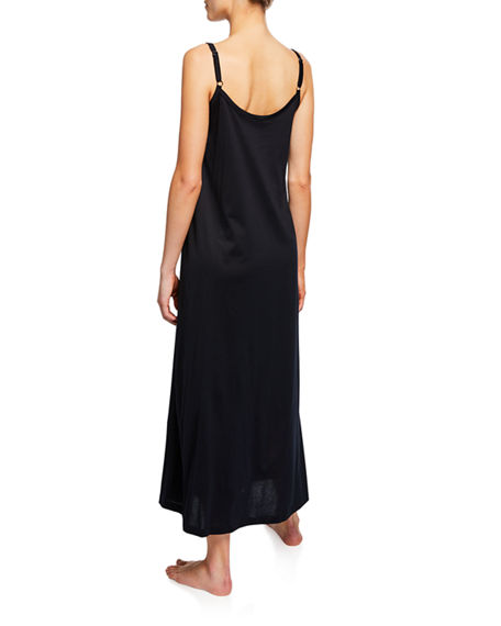 Hanro Juliet Pleat Neck Cotton Nightgown In Black | ModeSens