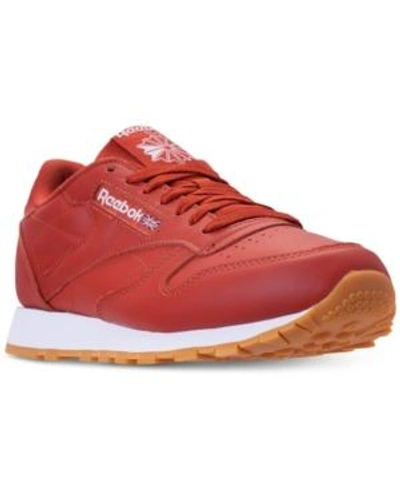 Shop Reebok Men's Cl Leather Mu Casual Sneakers From Finish Line In Fg-burnt Amber/white/gum