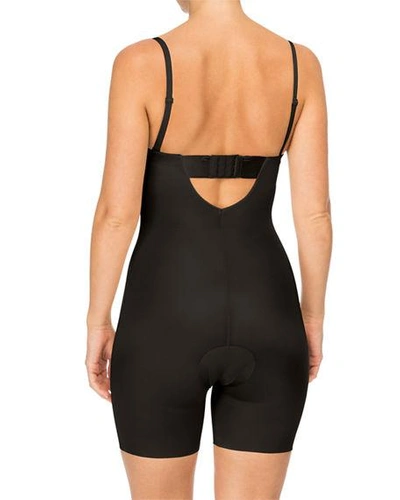 Spanx Suit Your Fancy Strapless Convertible Underwire Mid-thigh Bodysuit In Very Black