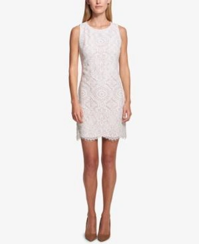 Shop Tommy Hilfiger Lace Sheath Dress In Light Pink