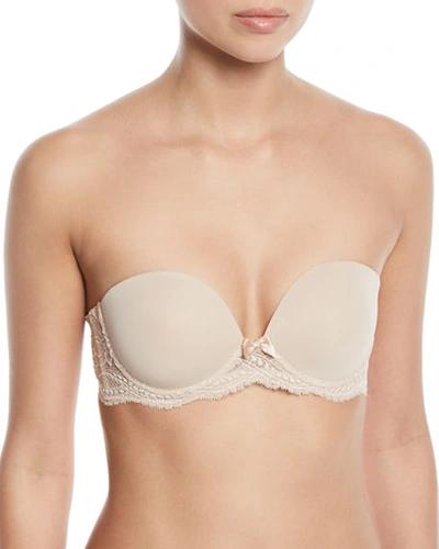 Shop Simone Perele Eden Strapless Plunge Bra In Peau Rose