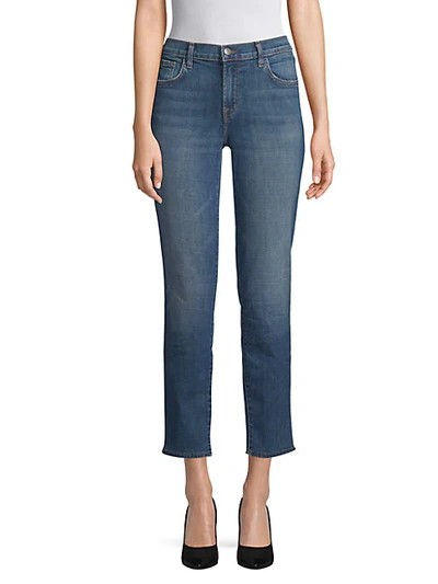 Shop J Brand Straight-fit Cropped Jeans In Delta Blue
