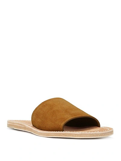 Shop Vince Torrell Suede Slides In Straw Coco