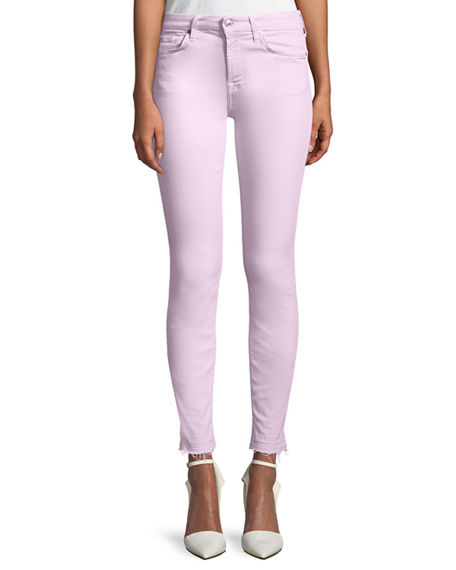 7 For All Mankind The Ankle Skinny Jeans With Released Hem In Pale ...
