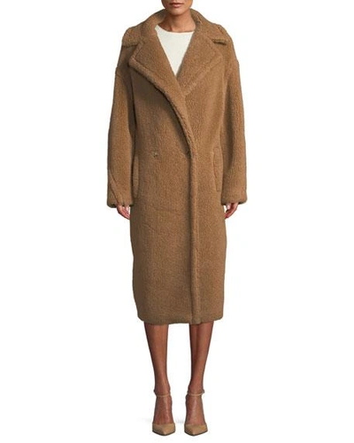 Shop Max Mara Double-breasted Camel Hair Blend Teddy Coat