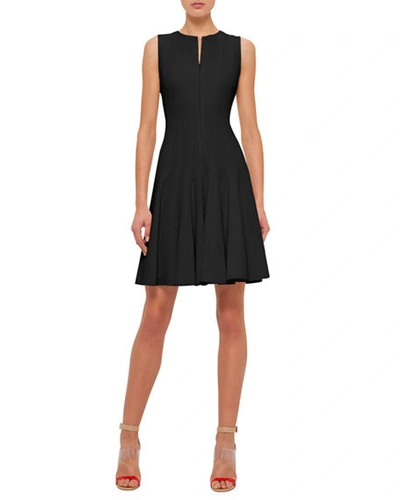 Akris Sleeveless Zip-front Seamed A-line Dress In Black