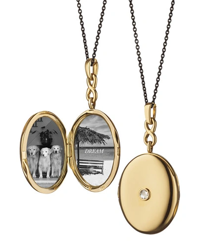 Shop Monica Rich Kosann 18k Gold Locket Necklace With Diamond Center