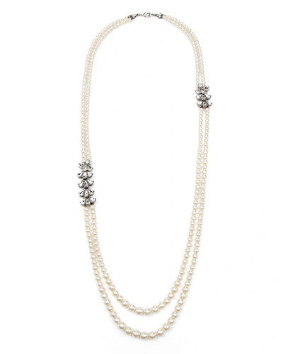 Shop Ben-amun Two-row Pearly Beaded Necklace In Silver