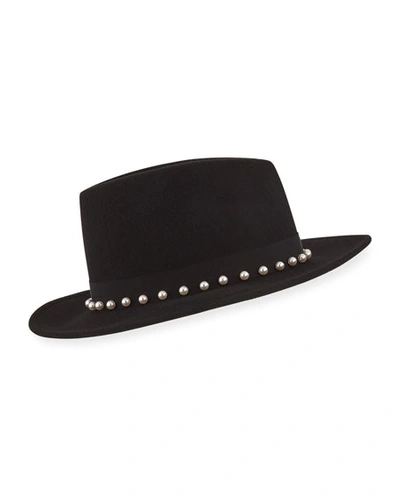 Shop Eugenia Kim Blaine Wool Fedora Hat W/ Velvet Band In Black
