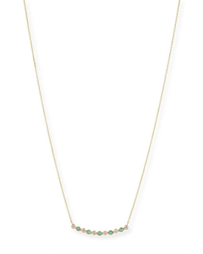 Shop Sydney Evan Turquoise & Diamond Bezel Bar Necklace In Gold