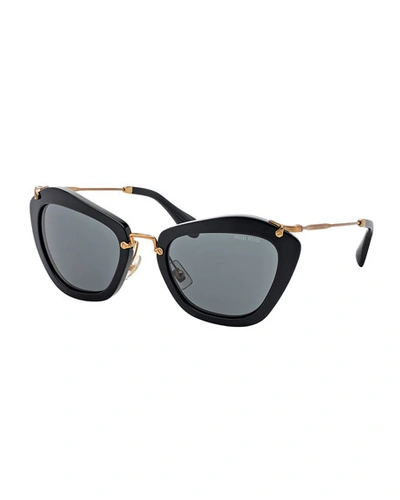 Shop Miu Miu Cat-eye Acetate Sunglasses In Black