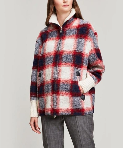 Shop Isabel Marant Étoile Gimo Checked Jacket In Red