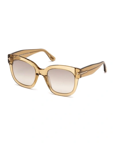 Shop Tom Ford Beatrix Square Plastic Sunglasses In Brown Pattern