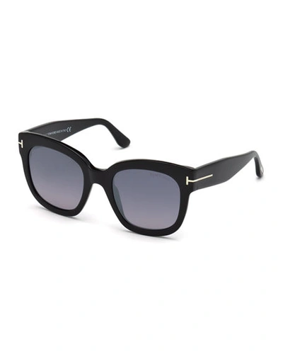 Shop Tom Ford Beatrix Square Acetate Sunglasses In Black Pattern