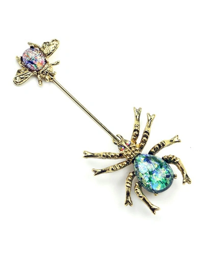 Shop Ben-amun Crystal Spider & Insect Pin In Multi