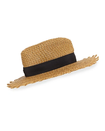 Shop Eric Javits Squishee Cannes Boater Hat In Natural/black