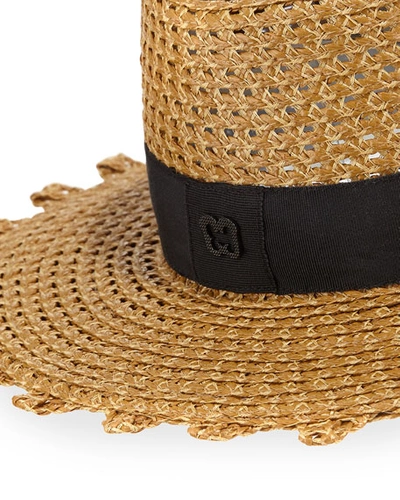 Shop Eric Javits Squishee Cannes Boater Hat In Natural/black