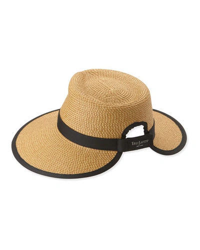 Shop Eric Javits Sun Crest Woven Sun Hat In Natural/black