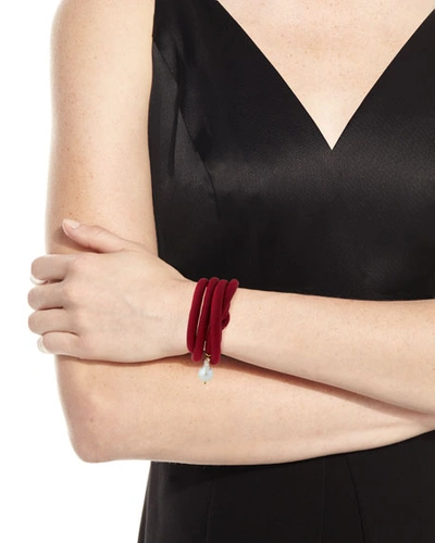 Shop Grazia And Marica Vozza Woven Silk Bracelet With Pearl Charm In Unassigned