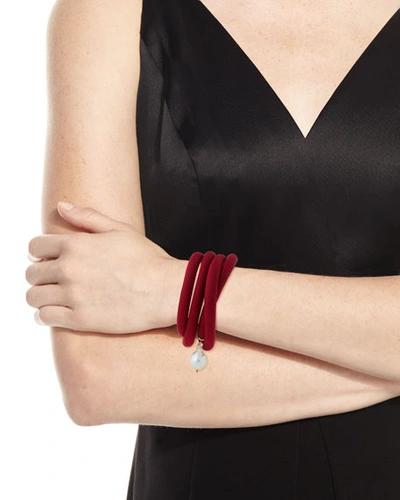 Shop Grazia And Marica Vozza Woven Silk Bracelet With Pearl Charm In Unassigned