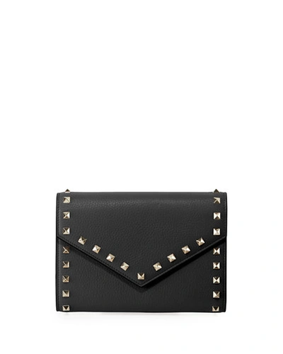 Shop Valentino Rockstud Wallet On A Chain In Black