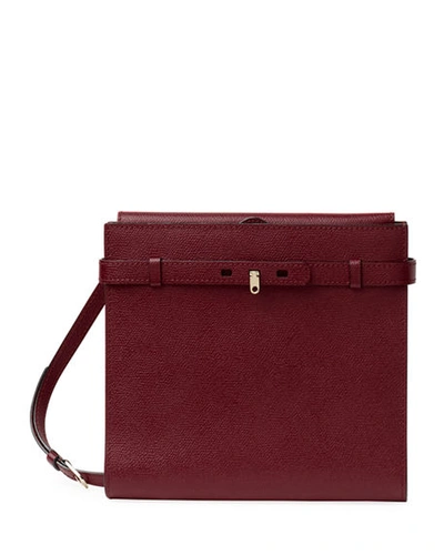 Shop Valextra B-tracollina Leather Shoulder Bag In Red