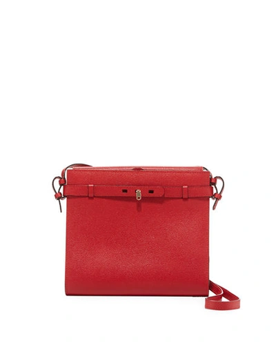 Shop Valextra B-tracollina Leather Shoulder Bag In Medium Red