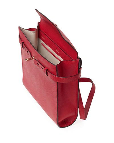 Shop Valextra B-tracollina Leather Shoulder Bag In Medium Red