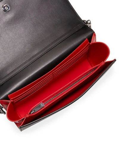Shop Christian Louboutin Paloma Fold-over Embellished Clutch Bag In Black