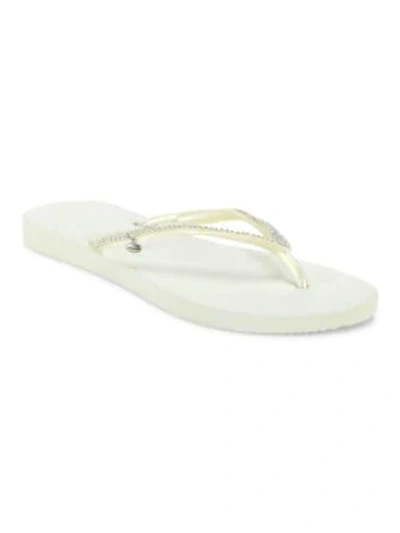 Shop Havaianas Slim Crystal Mesh Flip Flops In White