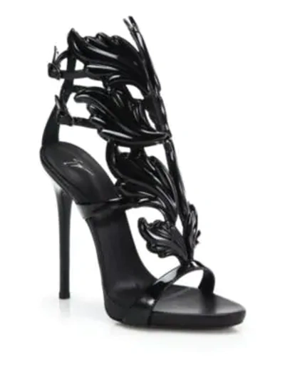 Shop Giuseppe Zanotti Leather Wing Sandals In Black