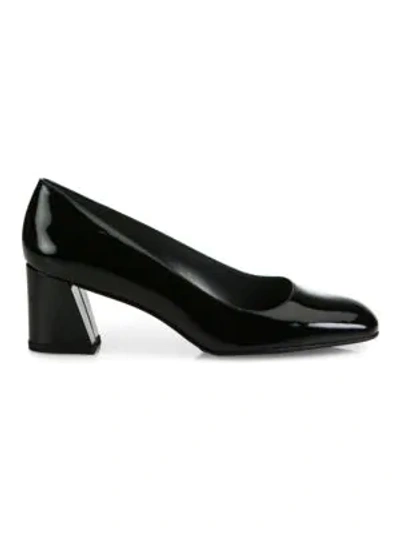 Shop Stuart Weitzman Marymid Leather Block Heel Pumps In Black