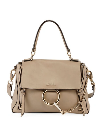 Shop Chloé Faye Daye Mini Leather/suede Shoulder Bag In Gray