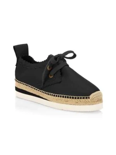 Shop See By Chloé Glyn Leather Espadrille Sneakers In Black