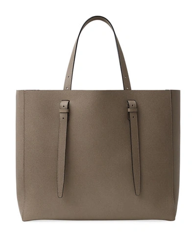 Shop Valextra Soft Leather Tote Bag In Medium Beige