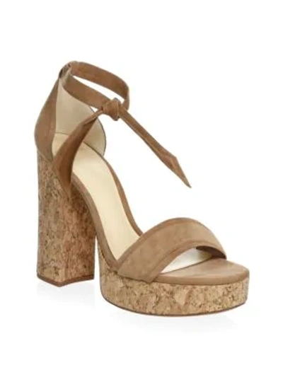 Shop Alexandre Birman Celine Suede Platform Sandals In Light Beige