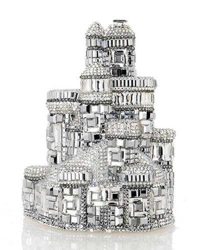 Shop Judith Leiber Schloss Castle Crystal Clutch Bag In Silver Rhine Mult