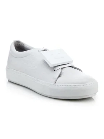 Shop Acne Studios Adrianna Leather Emoticon Sneakers In White