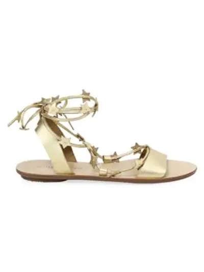 Shop Loeffler Randall Women's Starla Ankle-wrap Metallic Leather Sandals In Pale Gold