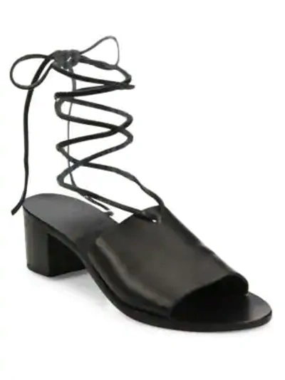Shop Ancient Greek Sandals Christina Vachetta Leather Ankle-wrap Sandals In Black