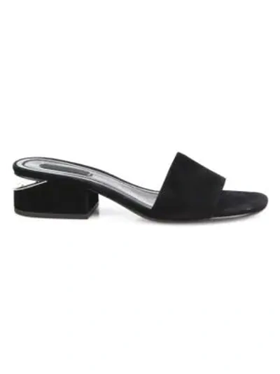 Shop Alexander Wang Lou Suede Low-heel Slides In Black