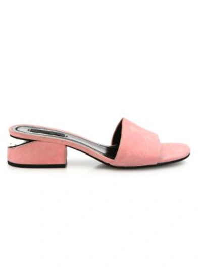 Shop Alexander Wang Lou Tilt-heel Suede Slides In Pink