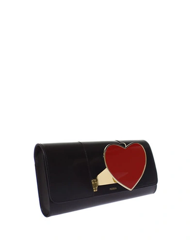 Shop Perrin Paris Heart Glove Clutch Bag In Black