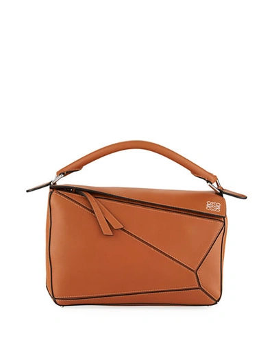 Shop Loewe Puzzle Medium Top-handle Bag In Leather In Tan