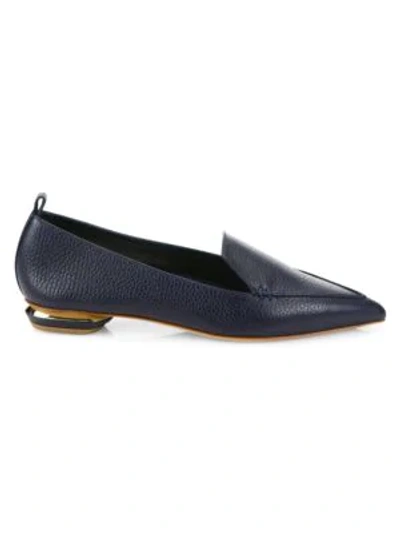 Shop Nicholas Kirkwood Beya Leather Loafers In Midnight Blue