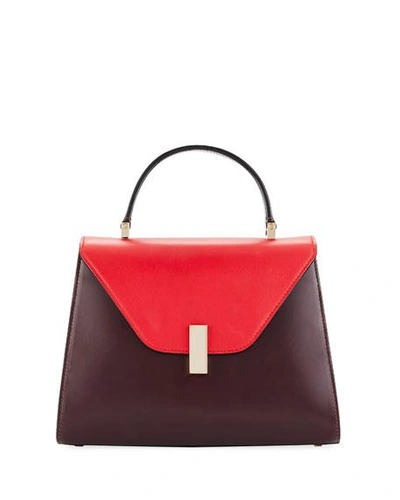 Shop Valextra Iside Medium Colorblock Calf Leather Top-handle Bag In Red