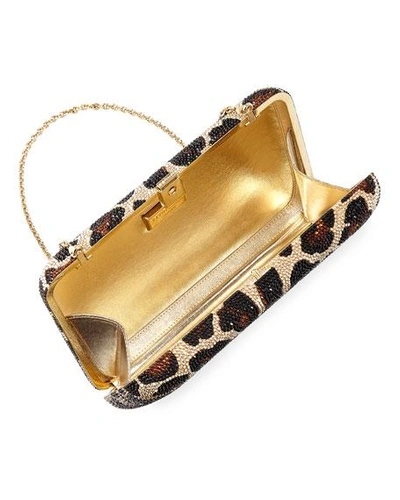 Shop Judith Leiber Seamless Leopard Crystal Clutch Bag In Multi