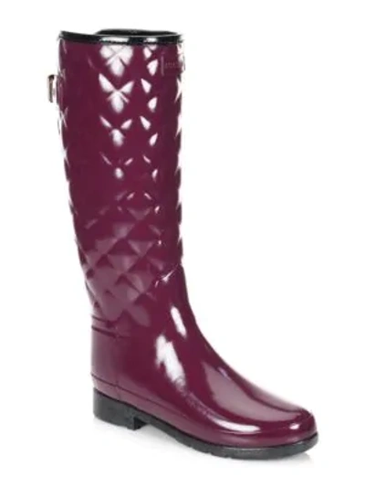 Shop Hunter Refined Gloss Quilted Tall Rain Boots In Martian
