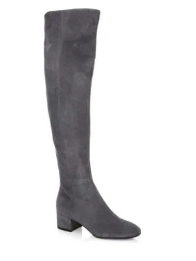 Shop Gianvito Rossi Texa Over-the-knee Suede Boots In Lapis