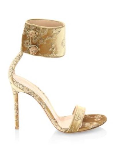 Shop Gianvito Rossi Mekong Velvet Ankle-cuff Sandals